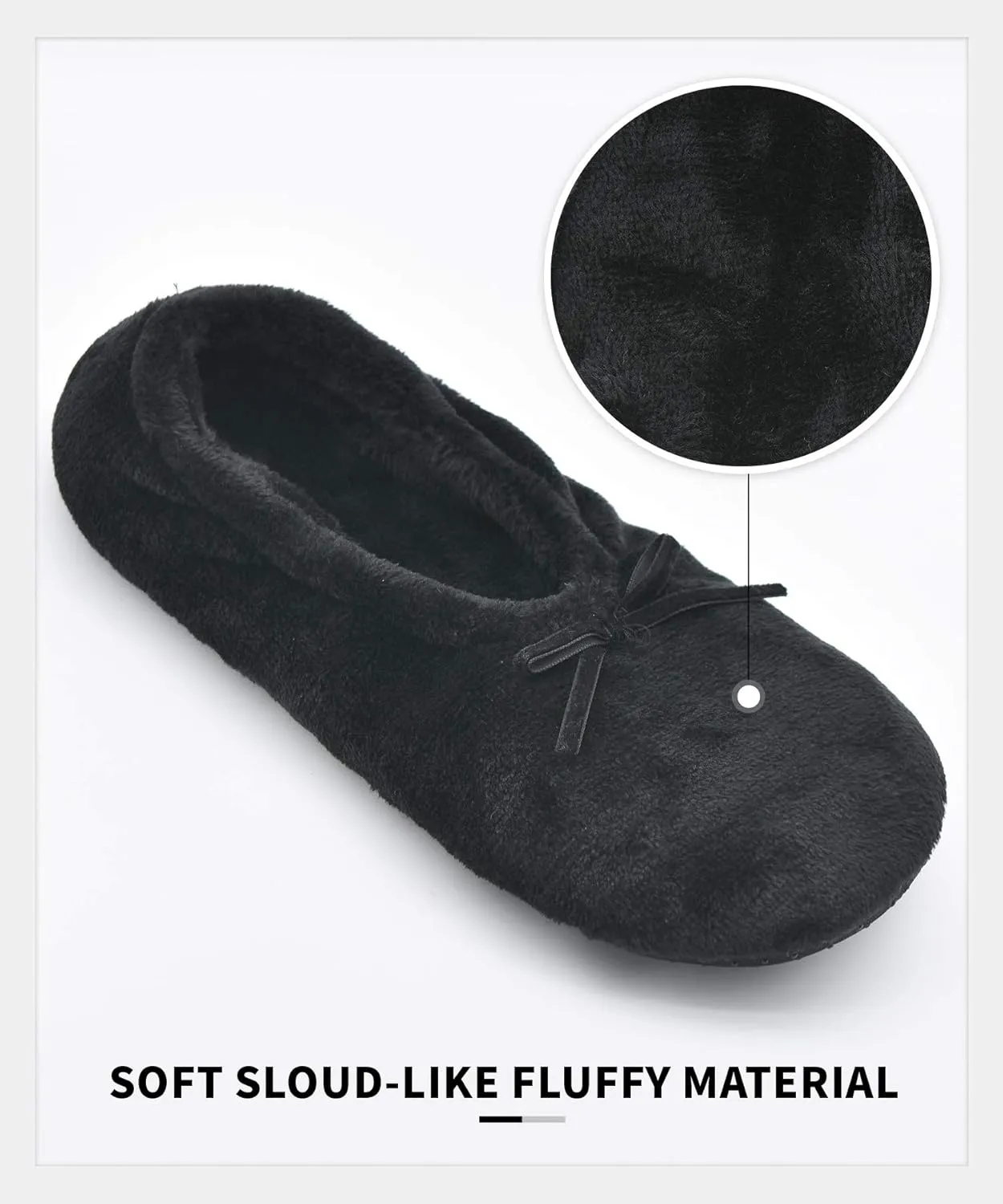 DICUIRD Women's Ballerina Slippers Lightweight House Slippers with Stretchable Heel Design