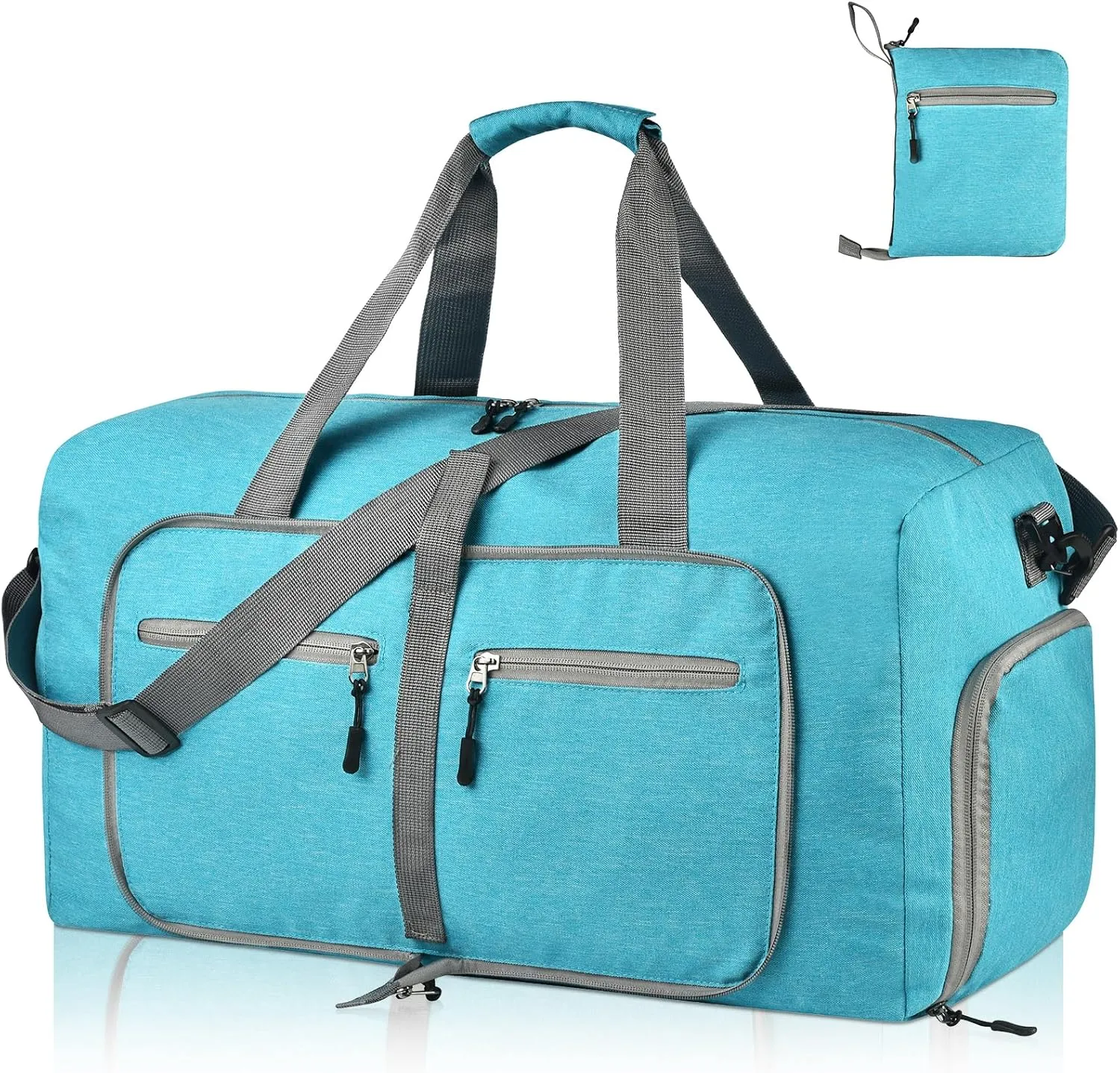 Dimayar 85L Travel Duffle Bag for Men Women - Foldable Duffel Bag with Shoes Compartment - Overnight Bags Waterproof & Tear Resistant(Mint Green)
