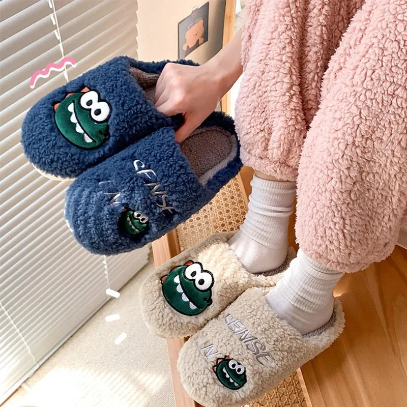 Dinosaur Slippers for Kids and Adults – Cozy Soft Warm Family Footwear
