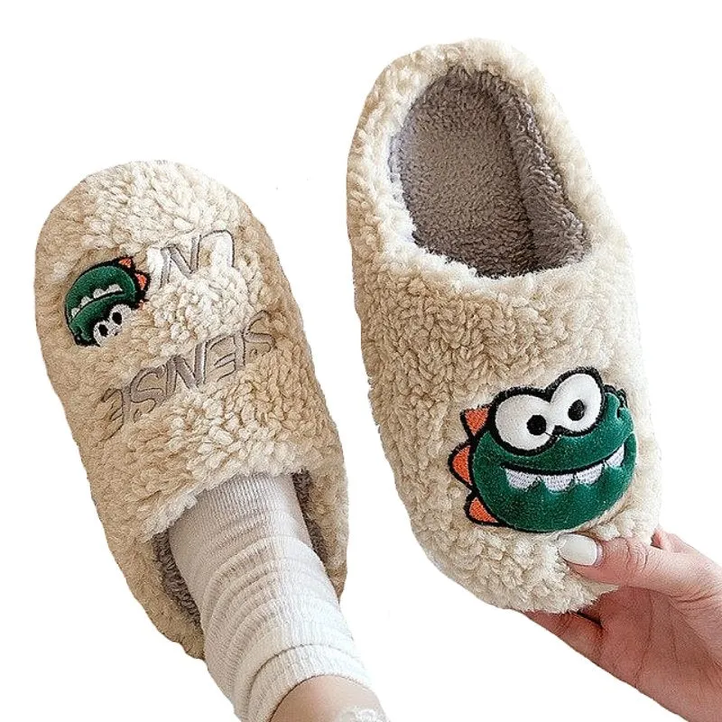 Dinosaur Slippers for Kids and Adults – Cozy Soft Warm Family Footwear
