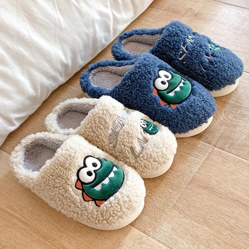 Dinosaur Slippers for Kids and Adults – Cozy Soft Warm Family Footwear