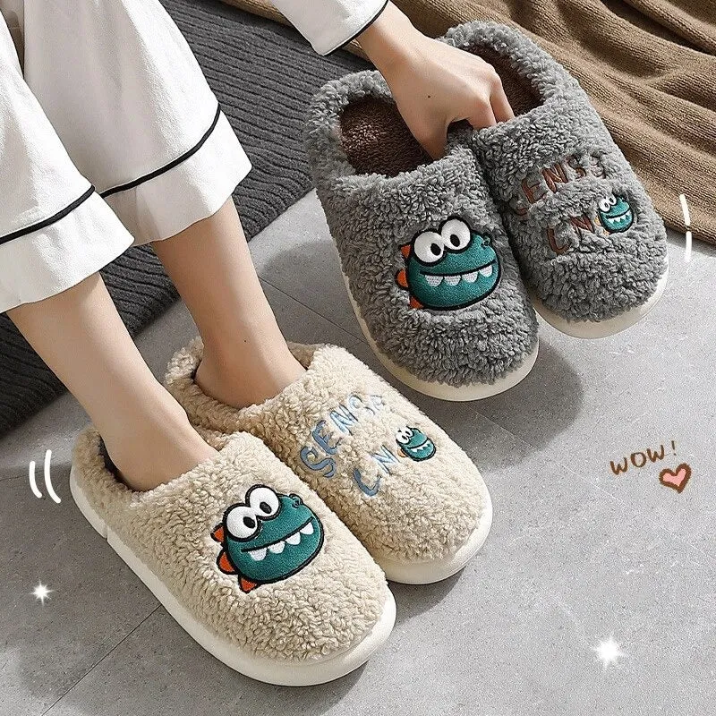 Dinosaur Slippers for Kids and Adults – Cozy Soft Warm Family Footwear
