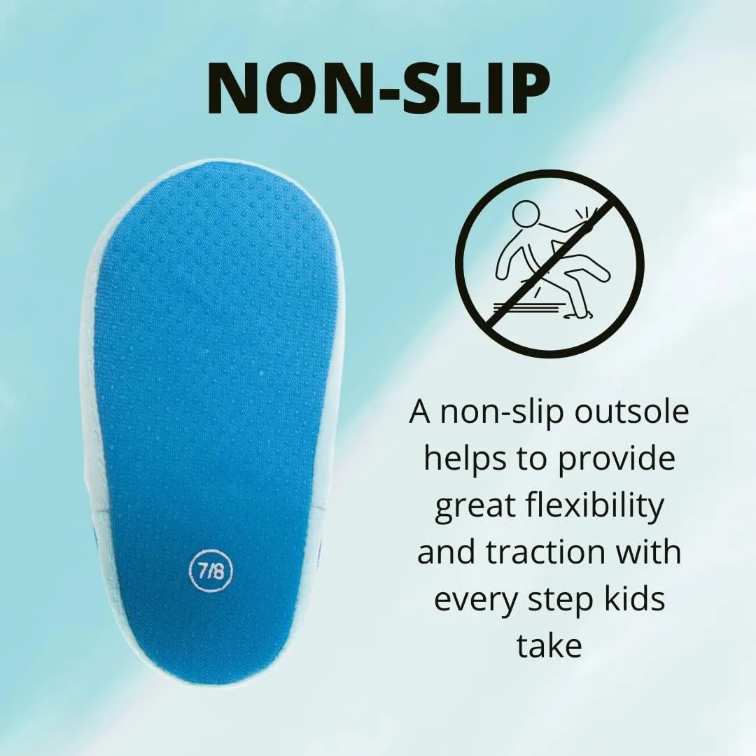 Disney Frozen Elsa and Anna Girls Slippers - Plush Non-Slip Comfy Fluffy Lightweight Warm Comfort Soft Aline Indoor House Slippers (Toddler/Little Kid)