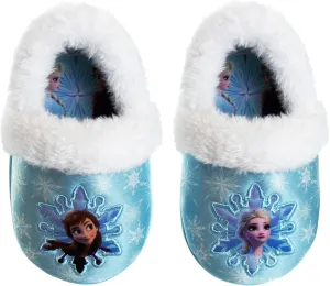 Disney Frozen Elsa and Anna Girls Slippers - Plush Non-Slip Comfy Fluffy Lightweight Warm Comfort Soft Aline Indoor House Slippers (Toddler/Little Kid)