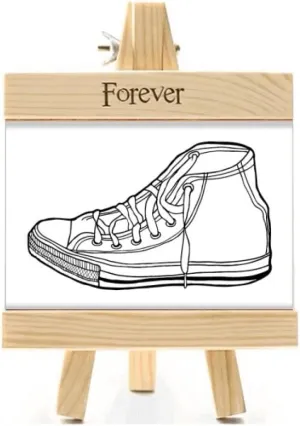DIYthinker White Canvas Shoes Hand Painted Pattern Picture Frame Wood Table Top Display 4x6