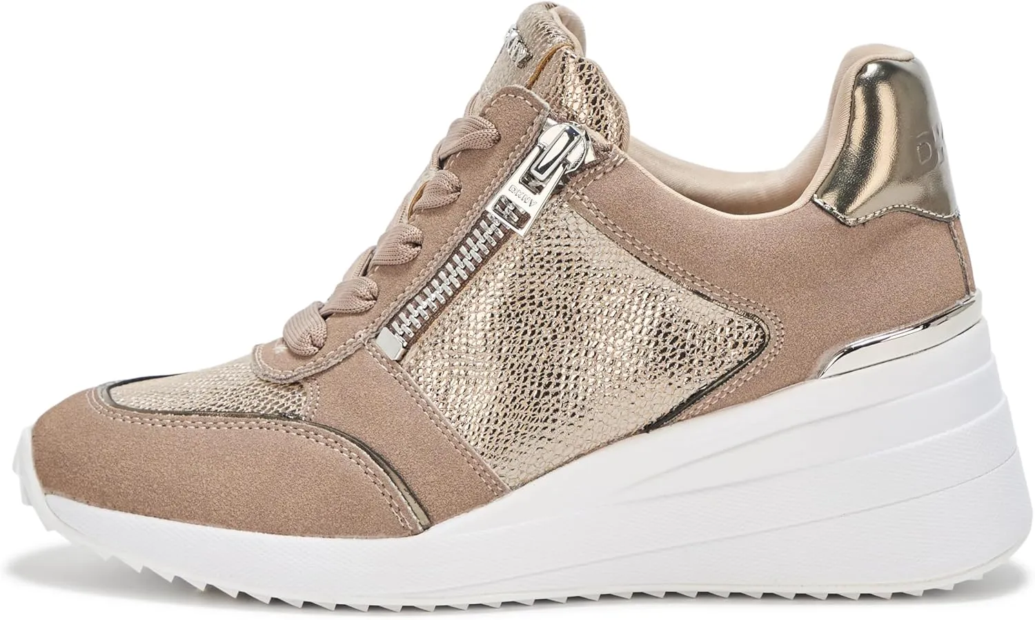 DKNY Women's Kalina Lace Up Wedge Sneaker with Side Zipper