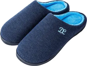 DL Mens Memory Foam Slippers - Comfortable House Slippers For Men, Indoor Outdoor, Closed Toe Black Gray Navy
