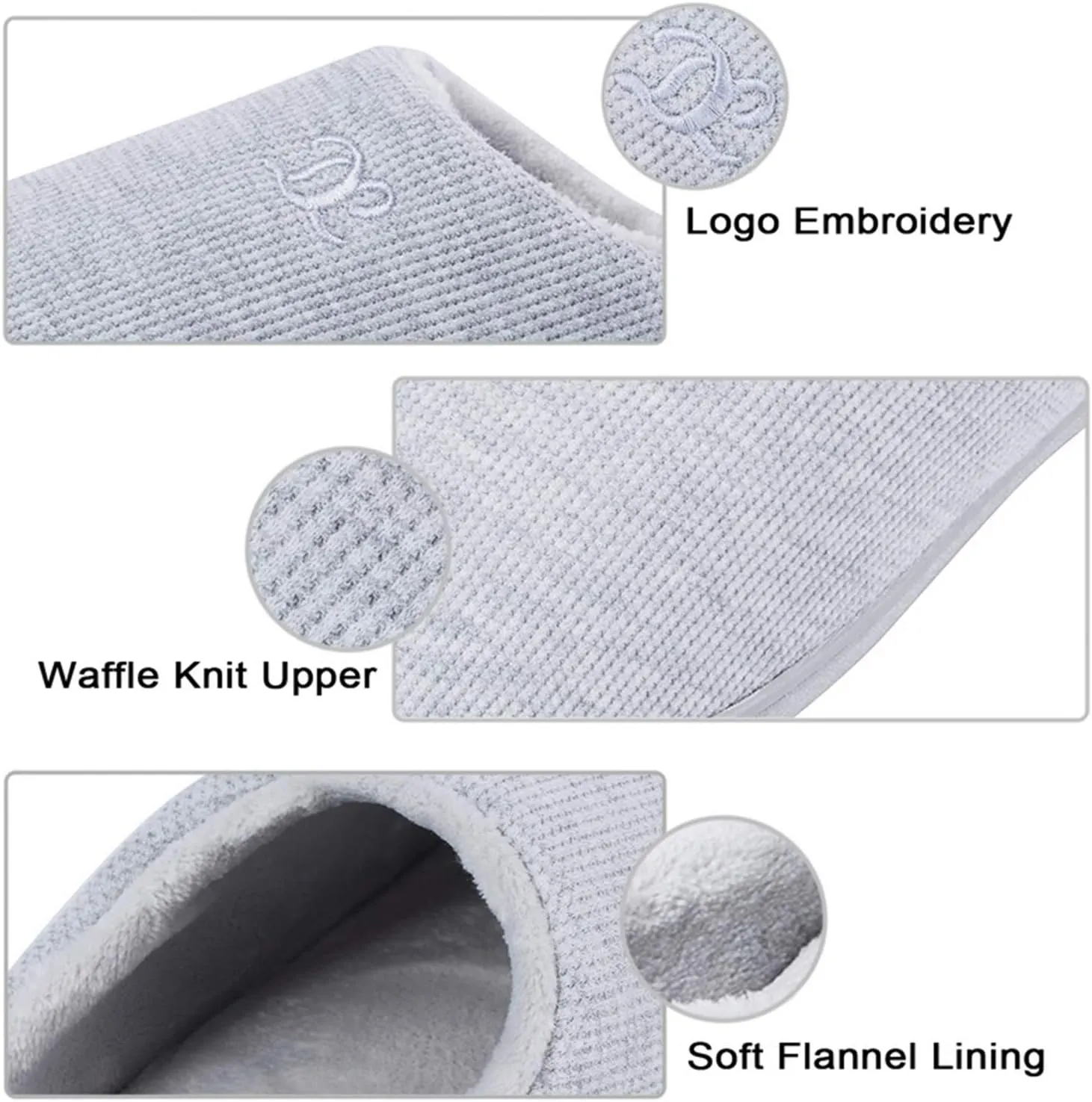 DL Womens Memory Foam Slippers, Cozy Slip on House Slippers for Women Indoor Outdoor, Comfy Women's Bedroom Slippers Warm Soft Flannel Lining Home Slippers Size 5-12 Purple Blue Pink Grey Navy Black