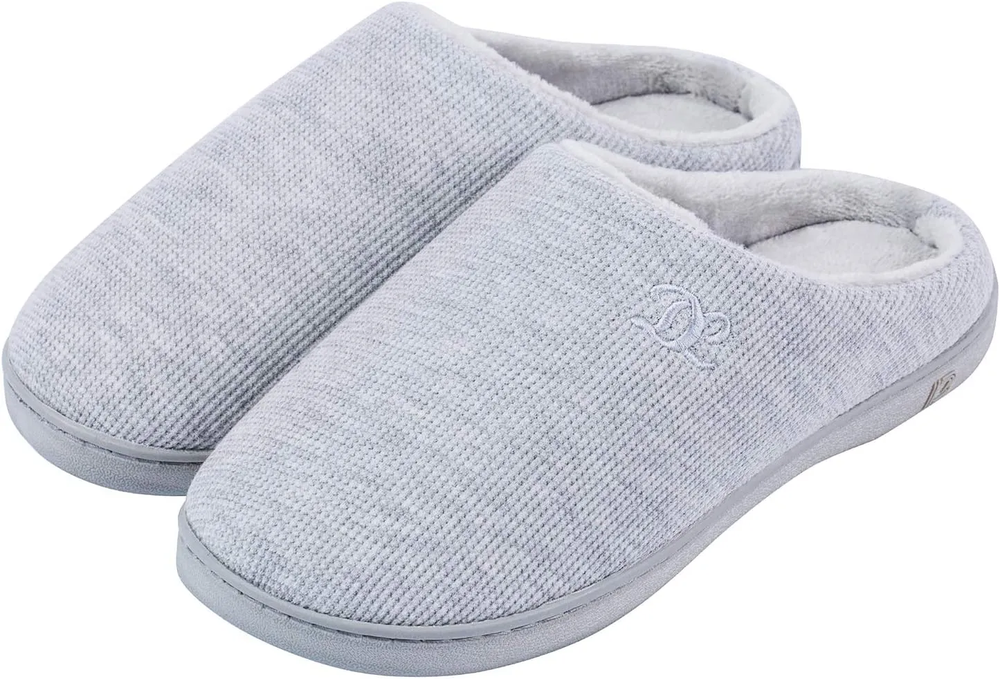 DL Womens Memory Foam Slippers, Cozy Slip on House Slippers for Women Indoor Outdoor, Comfy Women's Bedroom Slippers Warm Soft Flannel Lining Home Slippers Size 5-12 Purple Blue Pink Grey Navy Black