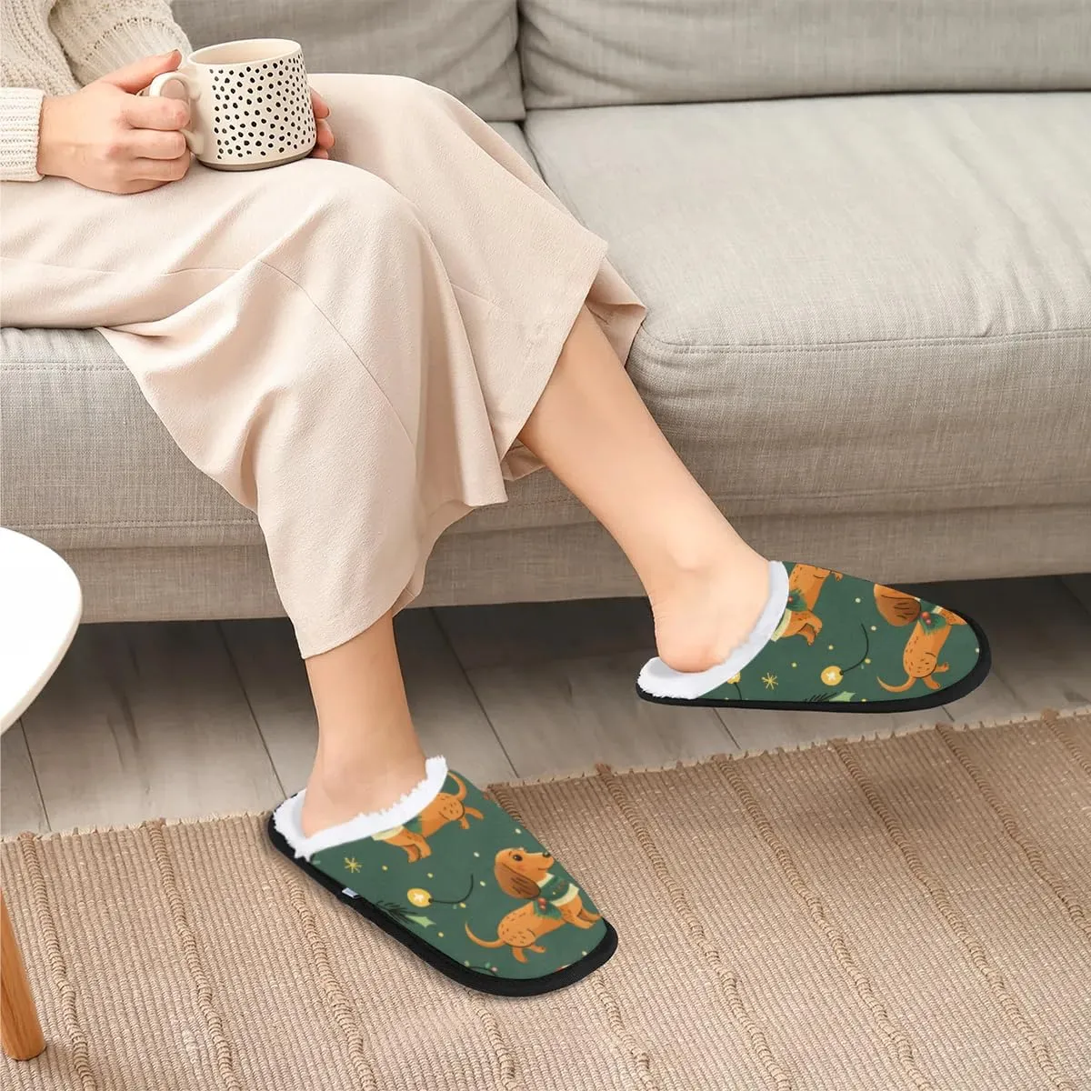 Dog Paw Prints Slippers for Women Soft Non-Slip Indoor Slippers Home Slippers