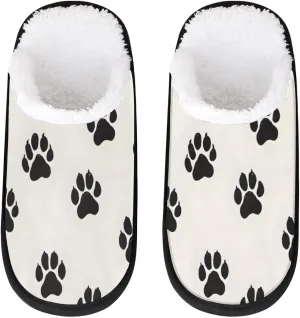 Dog Paw Prints Slippers for Women Soft Non-Slip Indoor Slippers Home Slippers