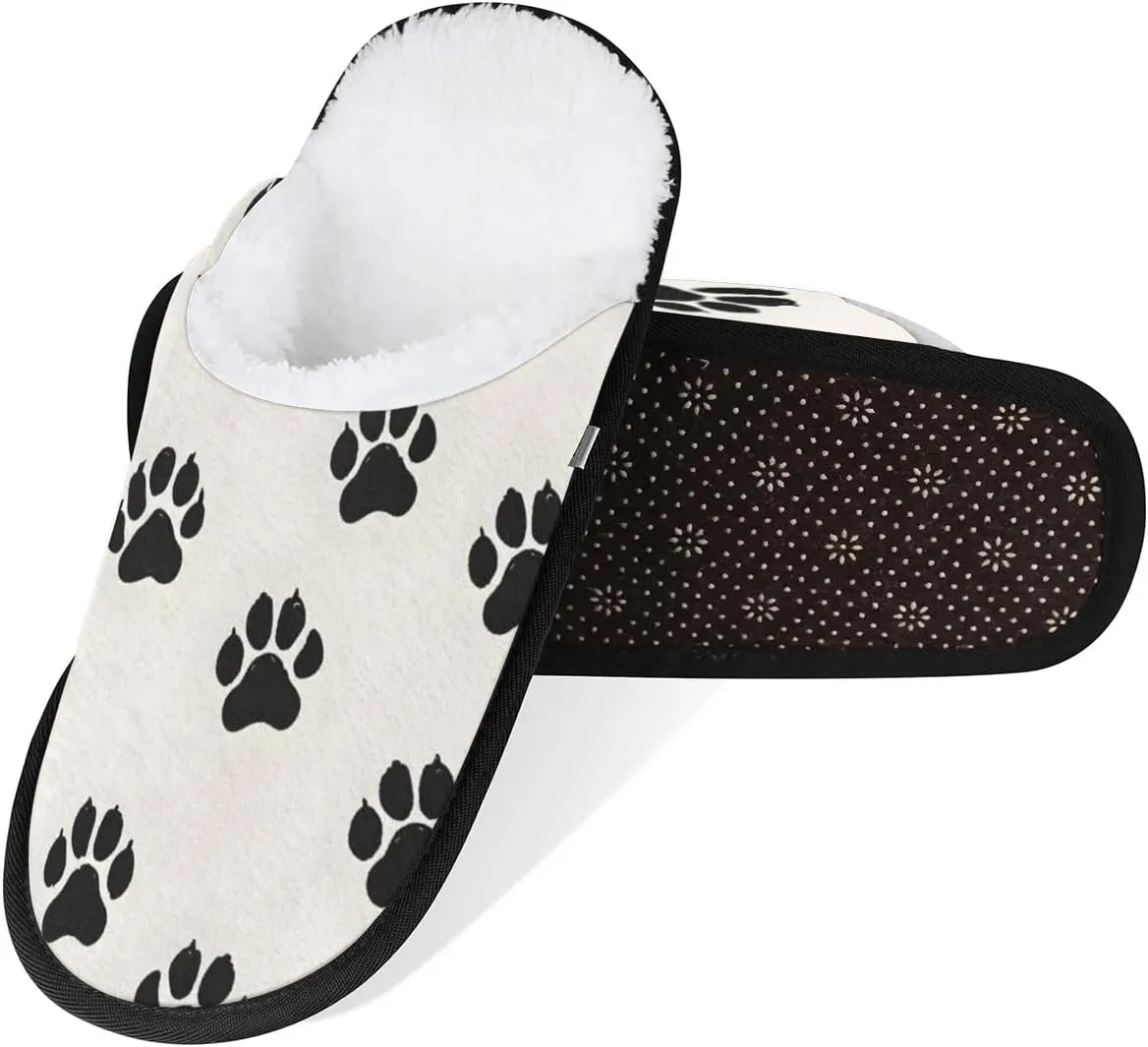 Dog Paw Prints Slippers for Women Soft Non-Slip Indoor Slippers Home Slippers