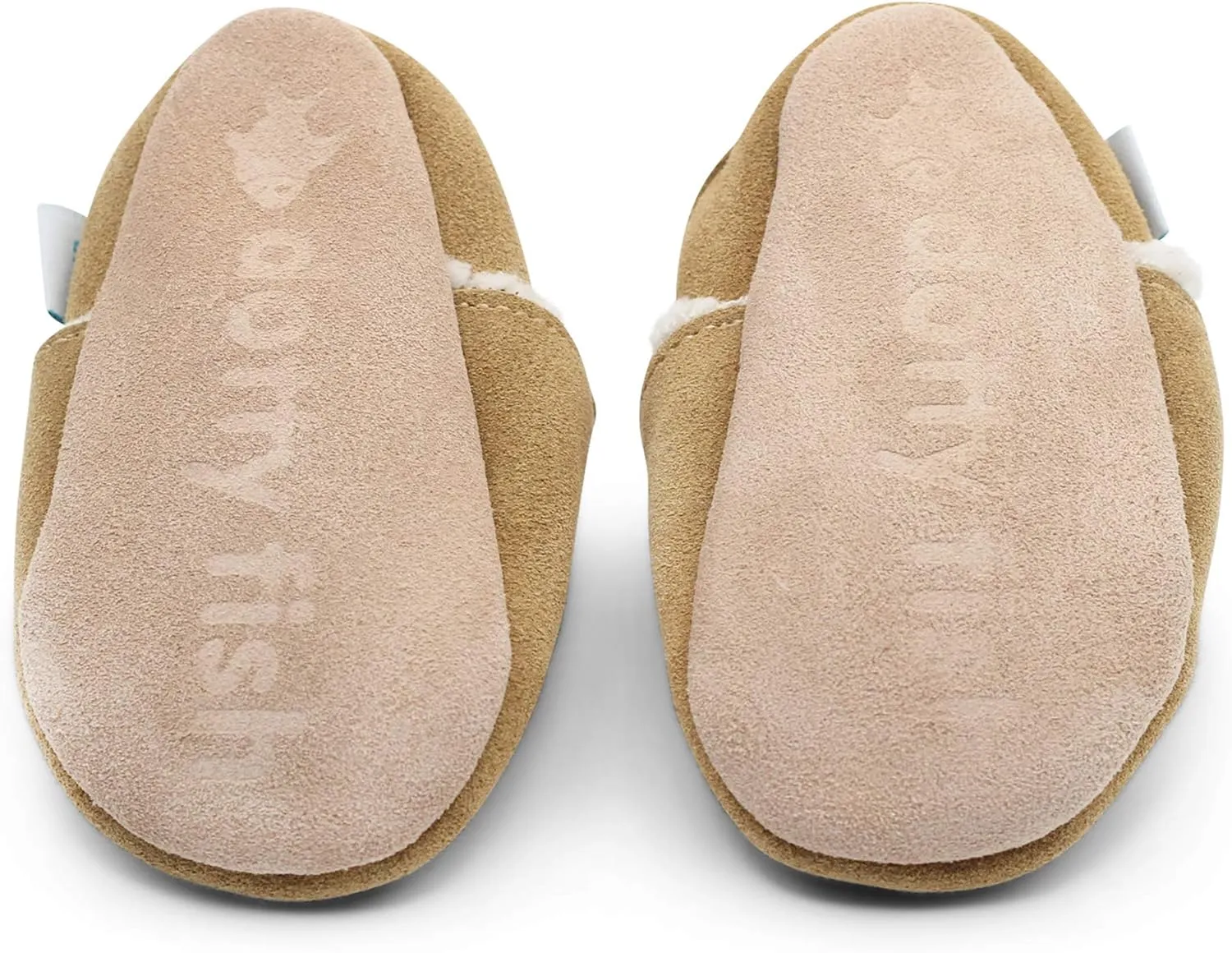 Dotty Fish Baby & Toddler Suede Slippers – Fleece Lined, Non-Slip Soft Sole Shoes – Warm Cozy Slippers for Boys & Girls – Ages 0-4