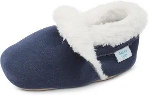 Dotty Fish Baby & Toddler Suede Slippers – Fleece Lined, Non-Slip Soft Sole Shoes – Warm Cozy Slippers for Boys & Girls – Ages 0-4