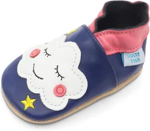 Dotty Fish Girls Infant and Toddler Shoes – Barefoot-Friendly, Non-Slip Suede Sole, Podiatrist Recommended, Breathable Baby-Safe Leather, British Brand – Fits 0–4 Years