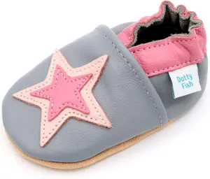 Dotty Fish Girls Infant and Toddler Shoes – Barefoot-Friendly, Non-Slip Suede Sole, Podiatrist Recommended, Breathable Baby-Safe Leather, British Brand – Fits 0–4 Years