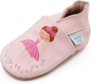 Dotty Fish Girls Infant and Toddler Shoes – Barefoot-Friendly, Non-Slip Suede Sole, Podiatrist Recommended, Breathable Baby-Safe Leather, British Brand – Fits 0–4 Years