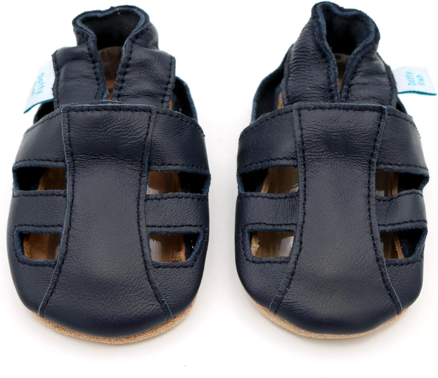 Dotty Fish Infant and Toddler Soft Leather Sandals – Barefoot-Friendly, Non-Slip Suede Sole, Podiatrist Recommended, Breathable Baby-Safe Leather, British Brand – Fits 0–4 Years