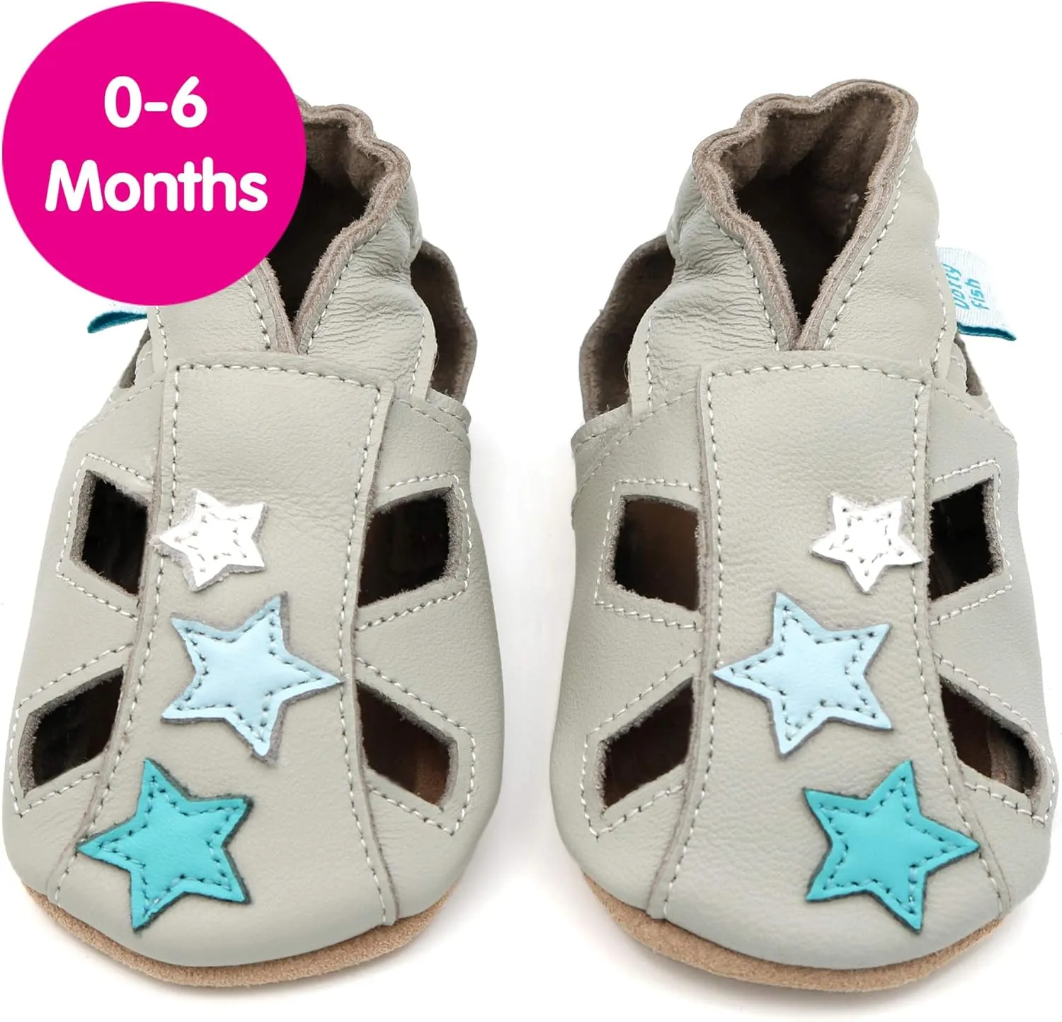 Dotty Fish Infant and Toddler Soft Leather Sandals – Barefoot-Friendly, Non-Slip Suede Sole, Podiatrist Recommended, Breathable Baby-Safe Leather, British Brand – Fits 0–4 Years