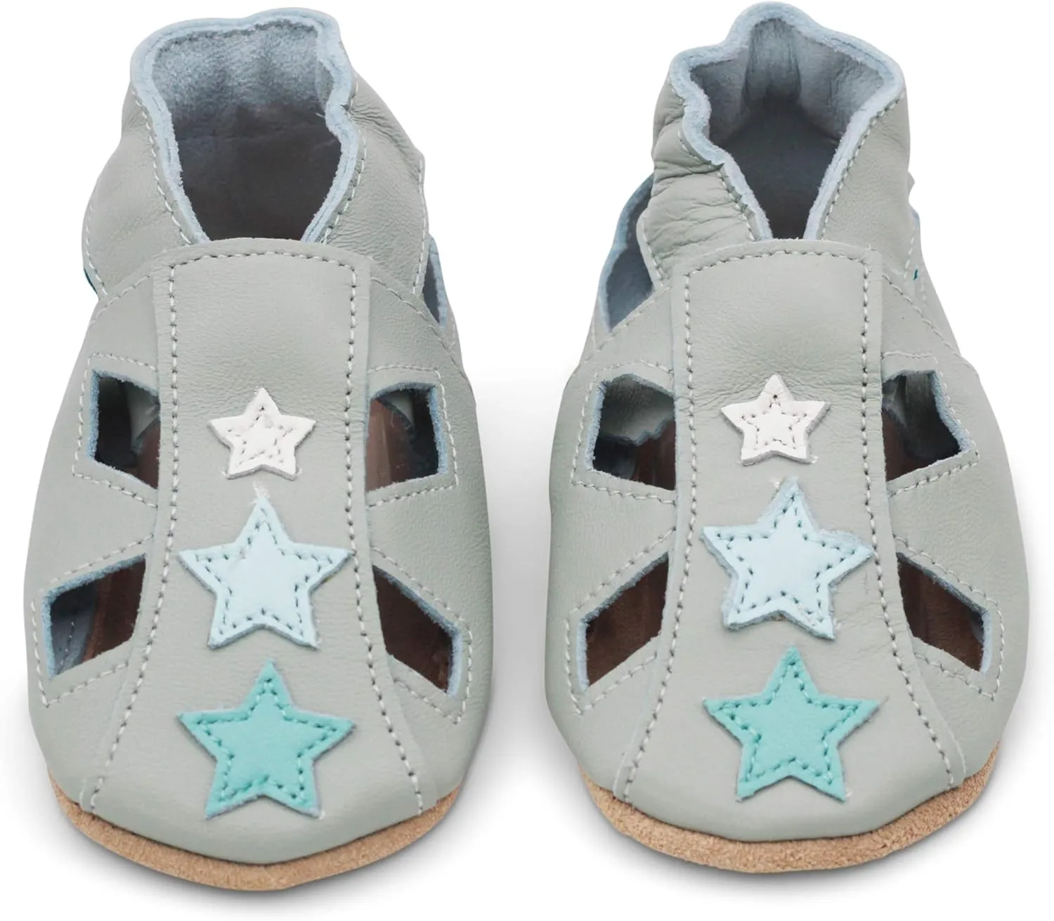 Dotty Fish Infant and Toddler Soft Leather Sandals – Barefoot-Friendly, Non-Slip Suede Sole, Podiatrist Recommended, Breathable Baby-Safe Leather, British Brand – Fits 0–4 Years