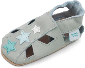 Dotty Fish Infant and Toddler Soft Leather Sandals – Barefoot-Friendly, Non-Slip Suede Sole, Podiatrist Recommended, Breathable Baby-Safe Leather, British Brand – Fits 0–4 Years