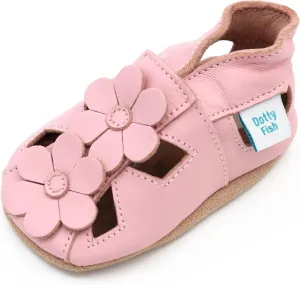 Dotty Fish Infant and Toddler Soft Leather Sandals – Barefoot-Friendly, Non-Slip Suede Sole, Podiatrist Recommended, Breathable Baby-Safe Leather, British Brand – Fits 0–4 Years