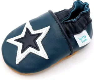 Dotty Fish Infant and Toddler Soft Leather Shoes – Barefoot-Friendly, Non-Slip Suede Sole, Podiatrist Recommended, Breathable Baby-Safe Leather, British Brand – Fits 0–5 Years