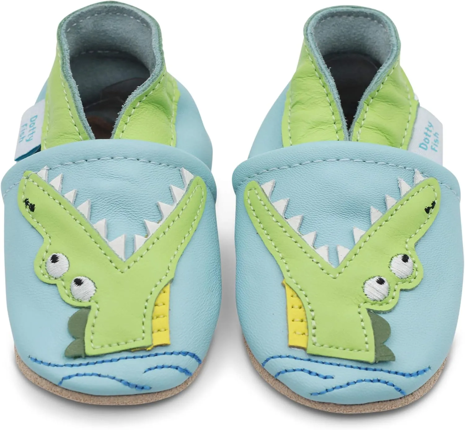 Dotty Fish Infant and Toddler Soft Leather Shoes – Barefoot-Friendly, Non-Slip Suede Sole, Podiatrist Recommended, Breathable Baby-Safe Leather, British Brand – Fits 0–5 Years