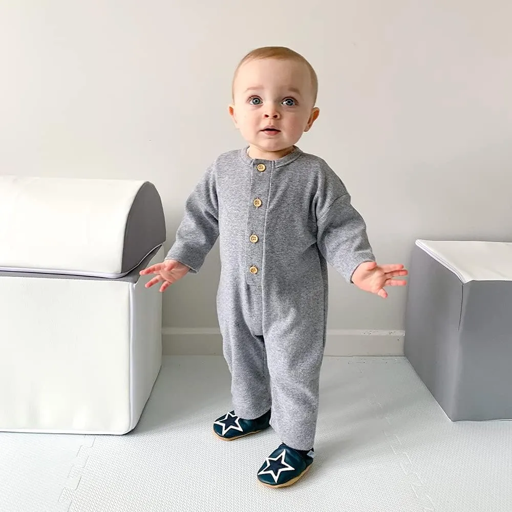 Dotty Fish Infant and Toddler Soft Leather Shoes – Barefoot-Friendly, Non-Slip Suede Sole, Podiatrist Recommended, Breathable Baby-Safe Leather, British Brand – Fits 0–5 Years