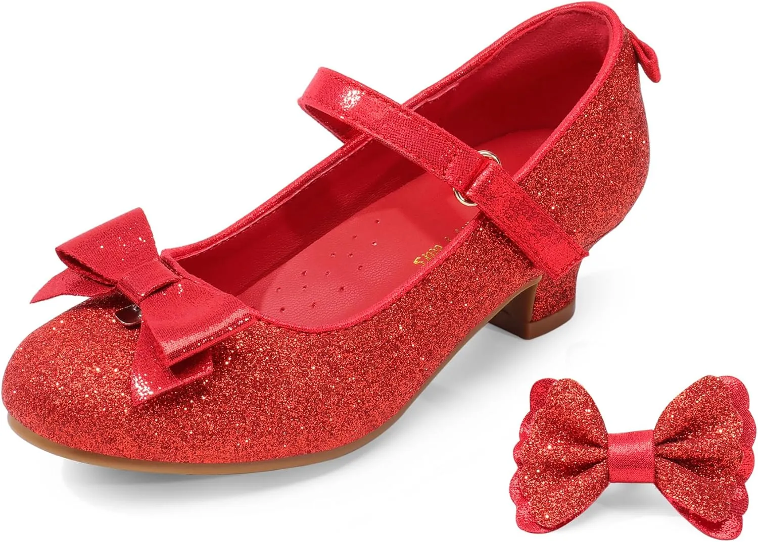 DREAM PAIRS Girls Dress Shoes Toddler Little Girls Heels Mary Jane Princess Shoes with Interchangeable Bow for Flower Girl Wedding Party
