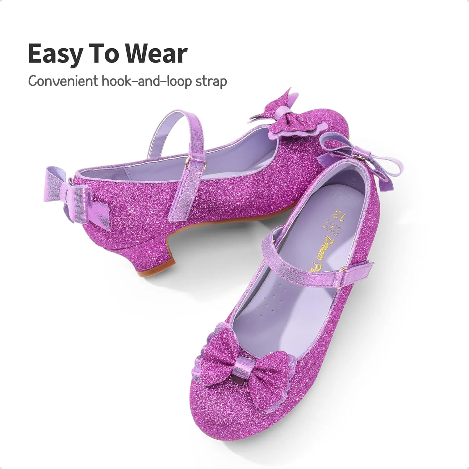 DREAM PAIRS Girls Dress Shoes Toddler Little Girls Heels Mary Jane Princess Shoes with Interchangeable Bow for Flower Girl Wedding Party