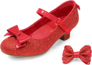 DREAM PAIRS Girls Dress Shoes Toddler Little Girls Heels Mary Jane Princess Shoes with Interchangeable Bow for Flower Girl Wedding Party