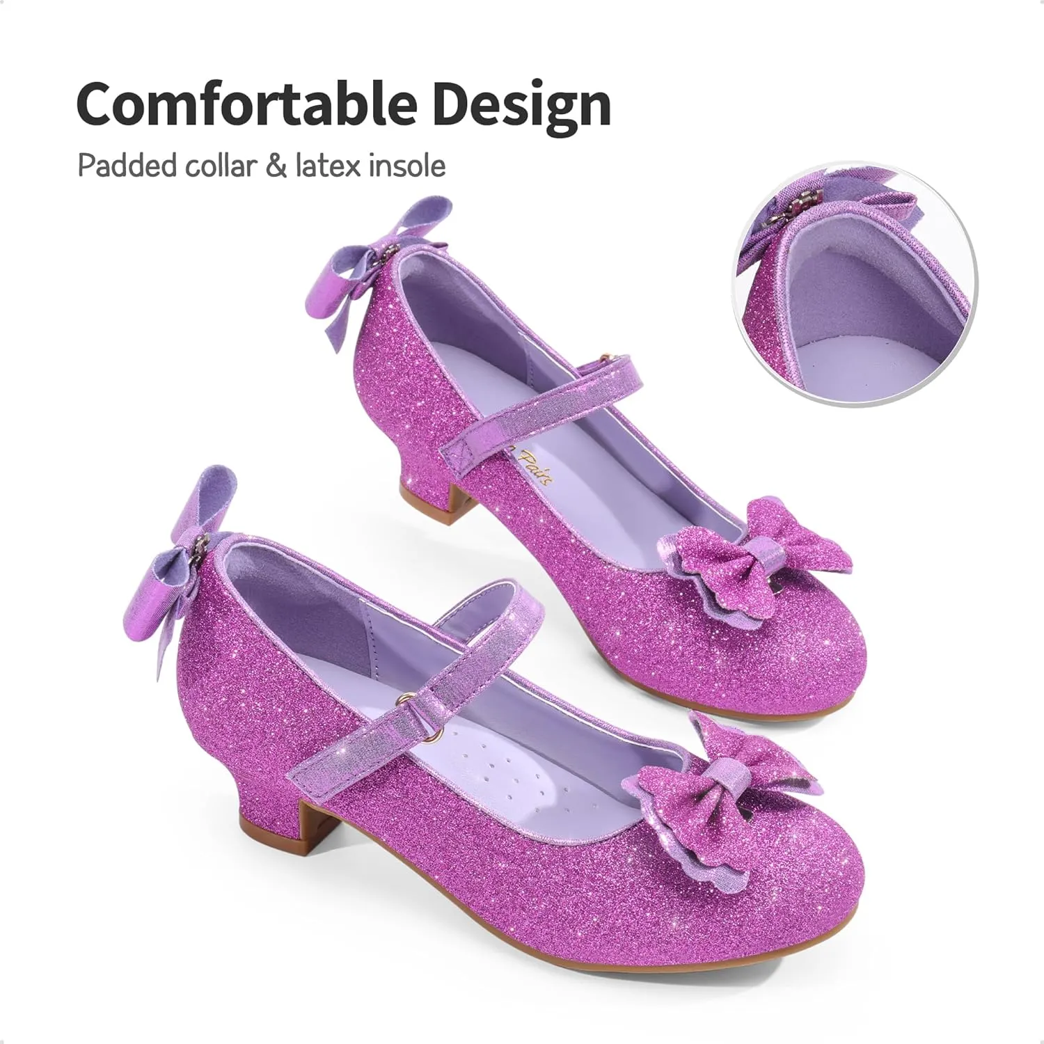 DREAM PAIRS Girls Dress Shoes Toddler Little Girls Heels Mary Jane Princess Shoes with Interchangeable Bow for Flower Girl Wedding Party