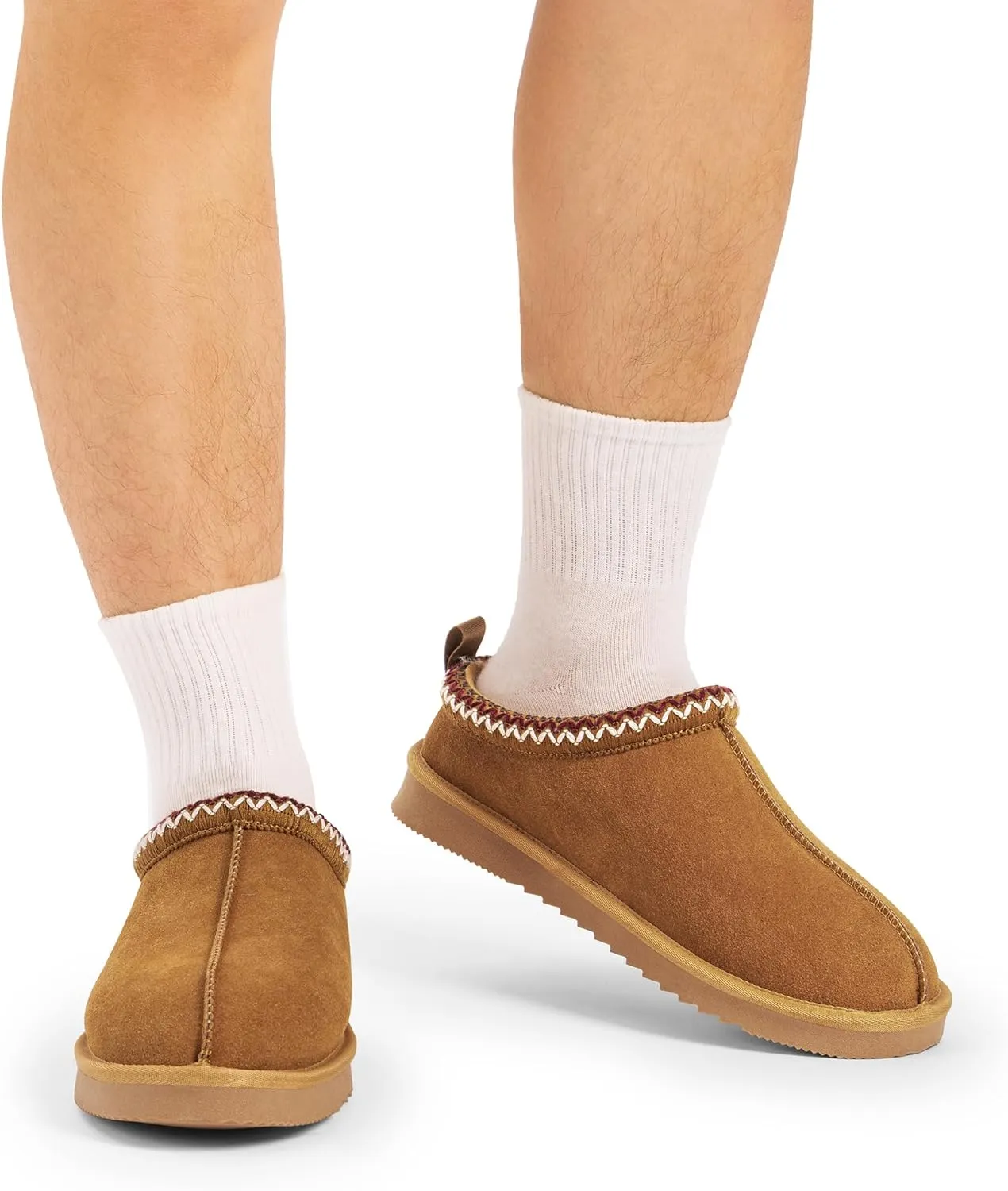 DREAM PAIRS Men's Fuzzy Cozy Slippers Genuine Suede Indoor Outdoor Home Comfy Winter Slip On Cute Warm Memory Foam Furry Shoes FuzzyEasy