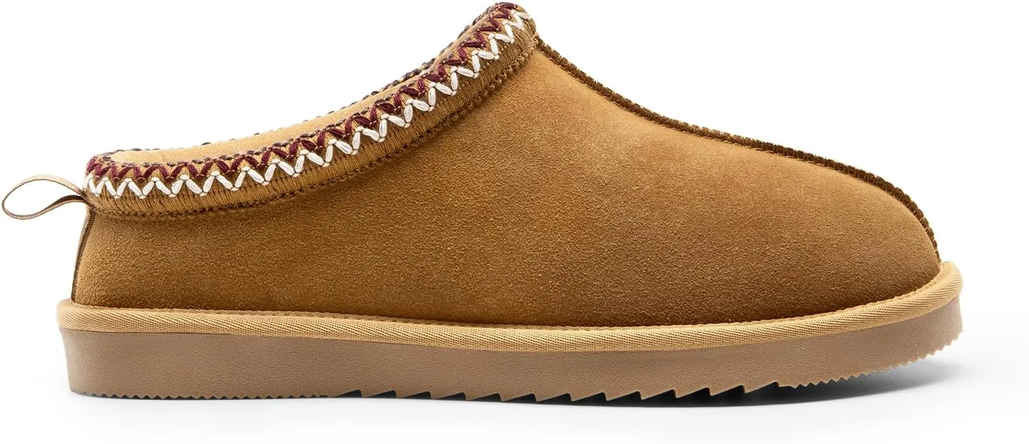 DREAM PAIRS Men's Fuzzy Cozy Slippers Genuine Suede Indoor Outdoor Home Comfy Winter Slip On Cute Warm Memory Foam Furry Shoes FuzzyEasy