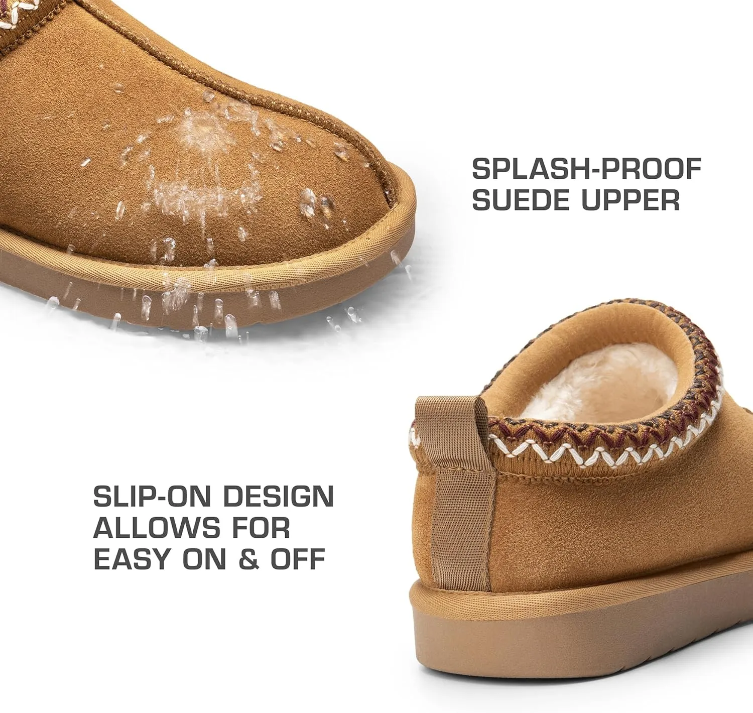 DREAM PAIRS Men's Fuzzy Cozy Slippers Genuine Suede Indoor Outdoor Home Comfy Winter Slip On Cute Warm Memory Foam Furry Shoes FuzzyEasy