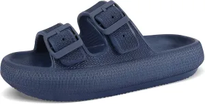 Dresofu Men's and Women's Pillow Slippers-Double Buckle Adjustable-Non-slip Thick-soled Slippers-cloud slippers-EVA Slippers
