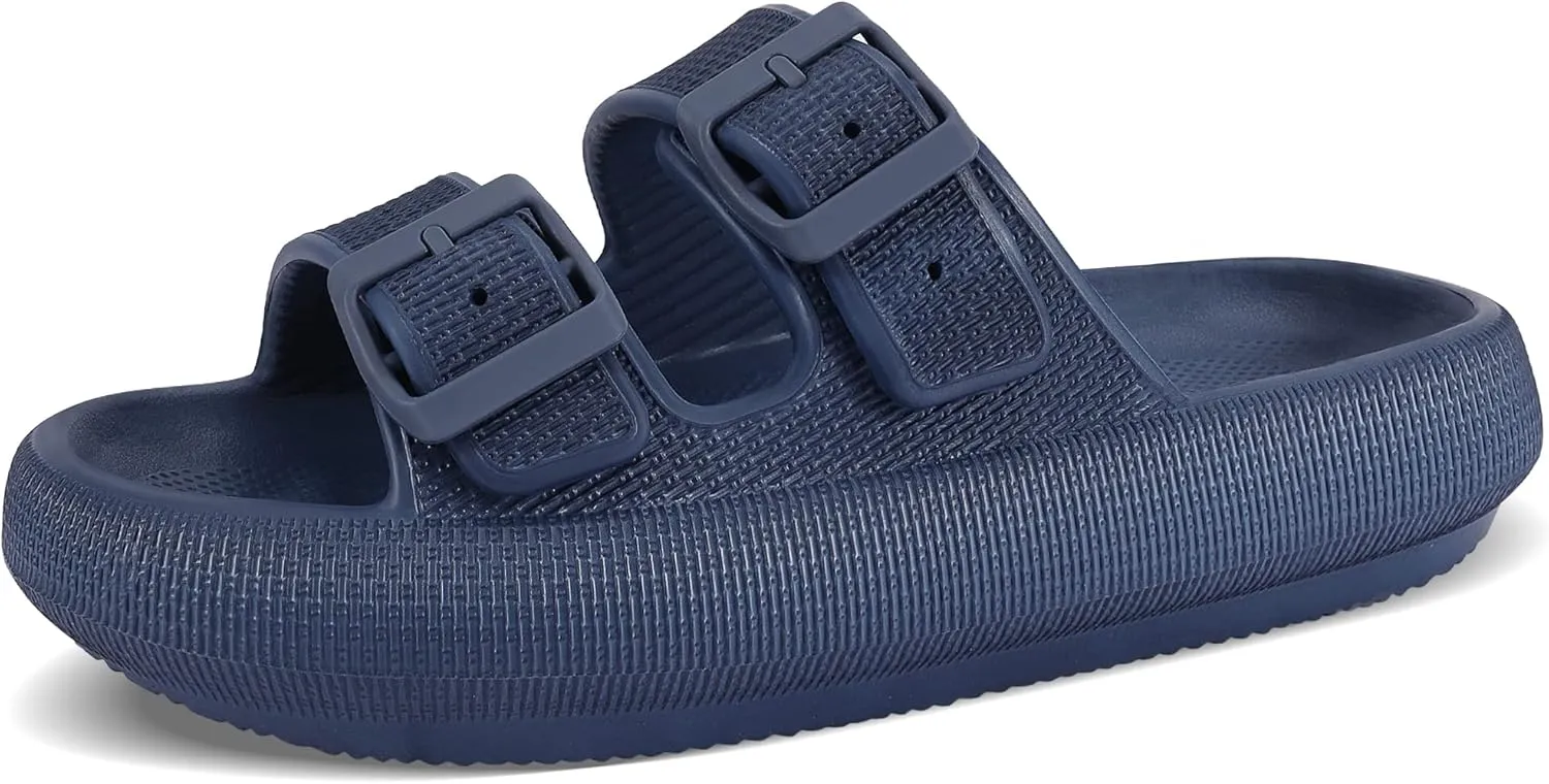 Dresofu Men's and Women's Pillow Slippers-Double Buckle Adjustable-Non-slip Thick-soled Slippers-cloud slippers-EVA Slippers