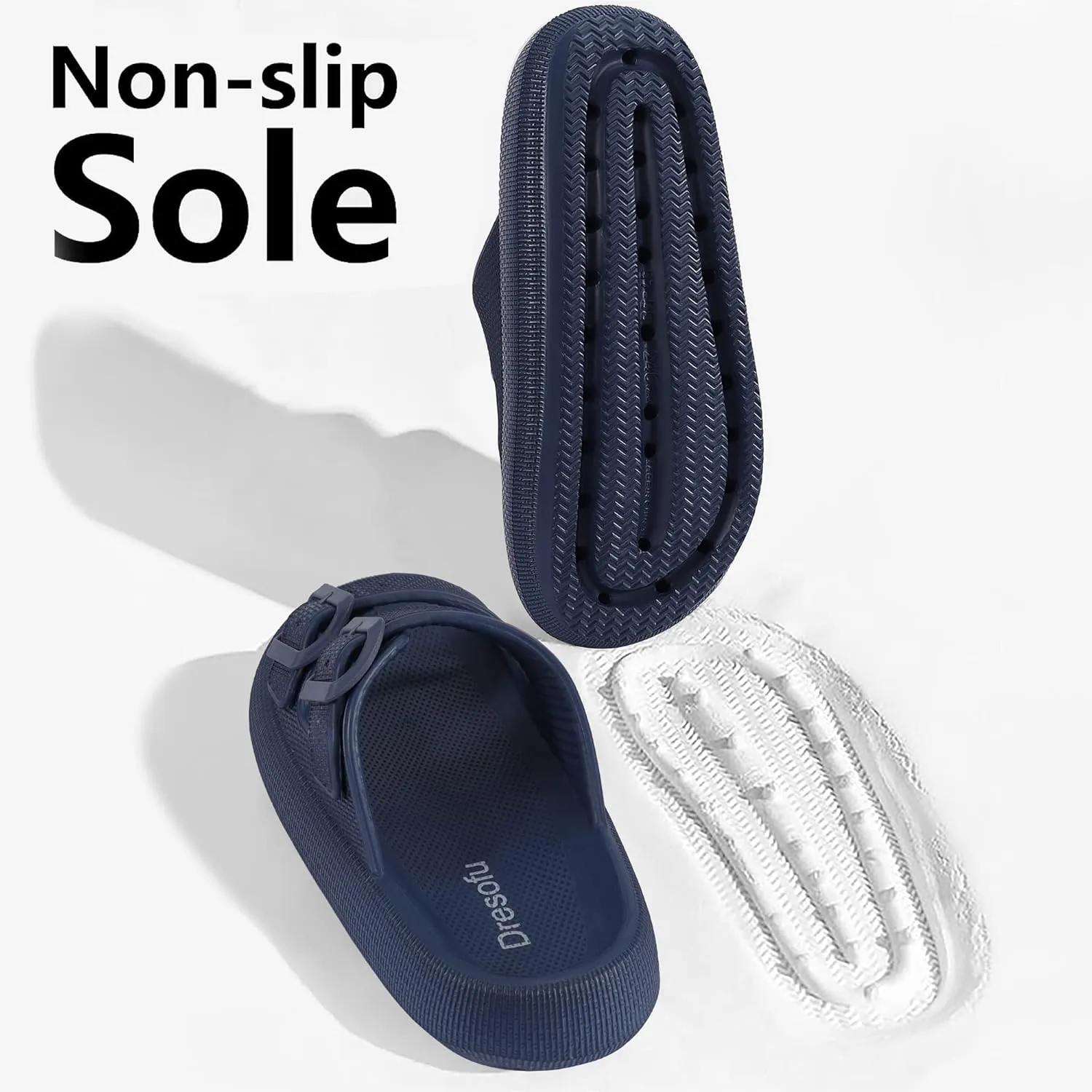 Dresofu Men's and Women's Pillow Slippers-Double Buckle Adjustable-Non-slip Thick-soled Slippers-cloud slippers-EVA Slippers