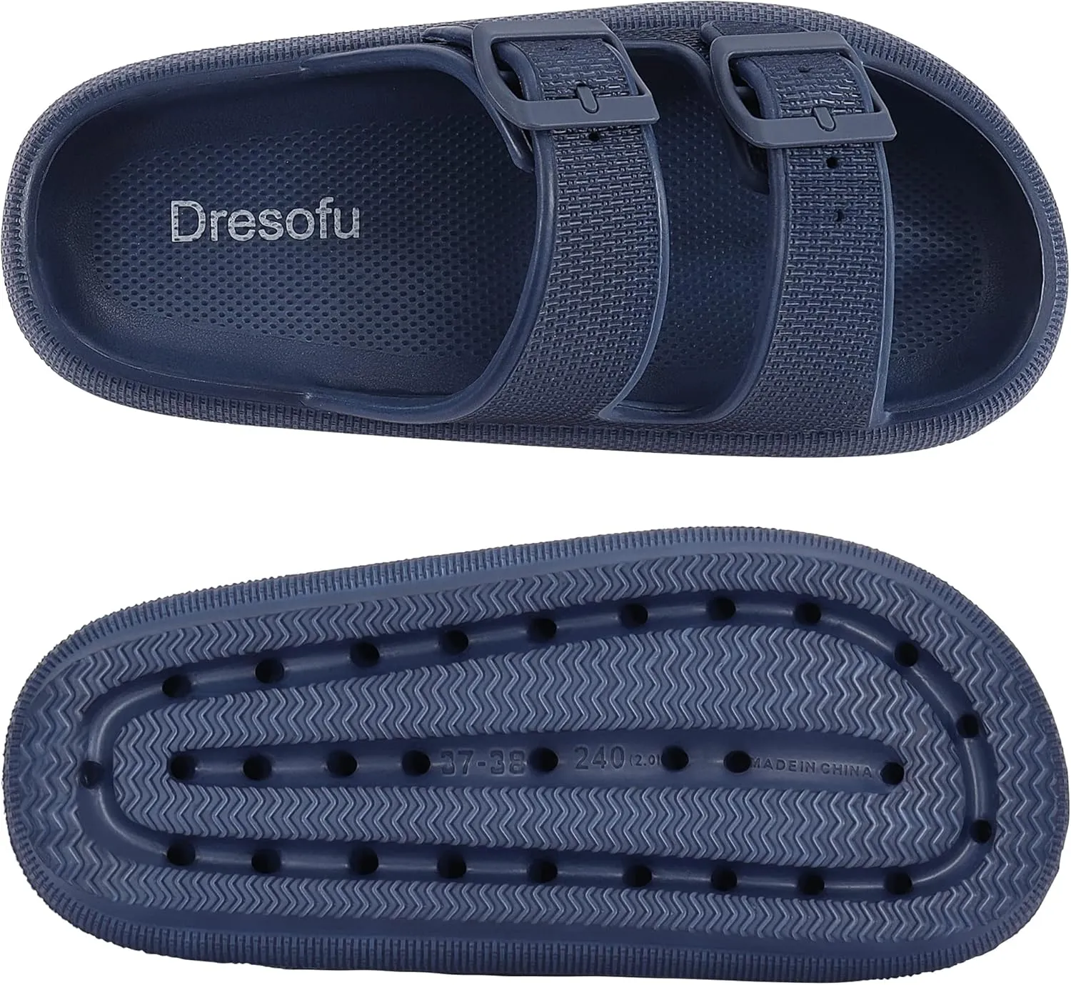 Dresofu Men's and Women's Pillow Slippers-Double Buckle Adjustable-Non-slip Thick-soled Slippers-cloud slippers-EVA Slippers
