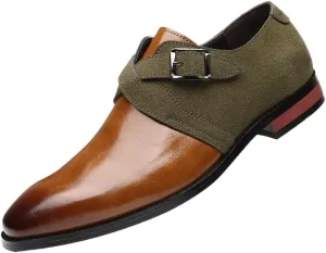 Dress Formal Shoes for Men Splicing Buckle Leather Anti-Slip Non Slip Low Top Slip Resistant Rubber Sole Working