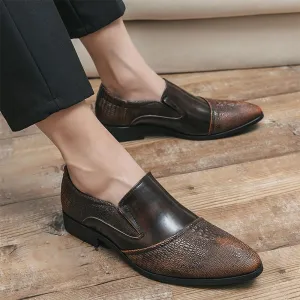 Dress Oxford for Men Slip On Men Pointed Toe Crocodile Pattern Casual Patent Leather Shoes Moccasins Wedding Dress Formal Flats Footwear