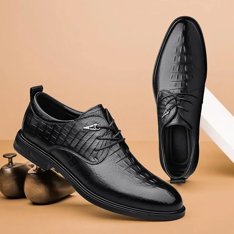 Dress Oxford Formal Shoes for Men Mens Oxford Shoes Crocodile Pattern Man Business Shoes Genuine Leather Formal Dress Flat Luxury Gentle Shoes