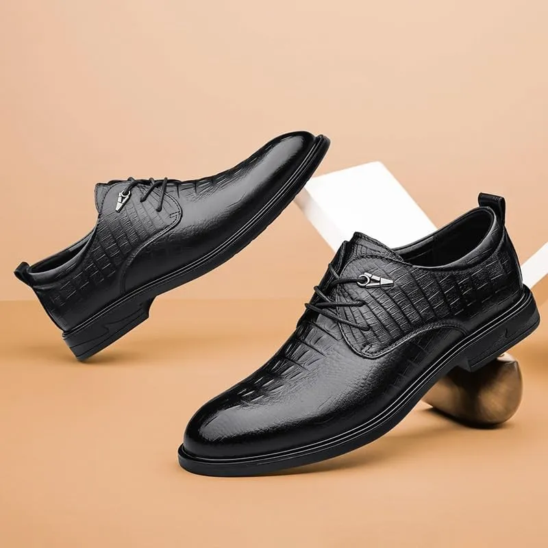 Dress Oxford Formal Shoes for Men Mens Oxford Shoes Crocodile Pattern Man Business Shoes Genuine Leather Formal Dress Flat Luxury Gentle Shoes