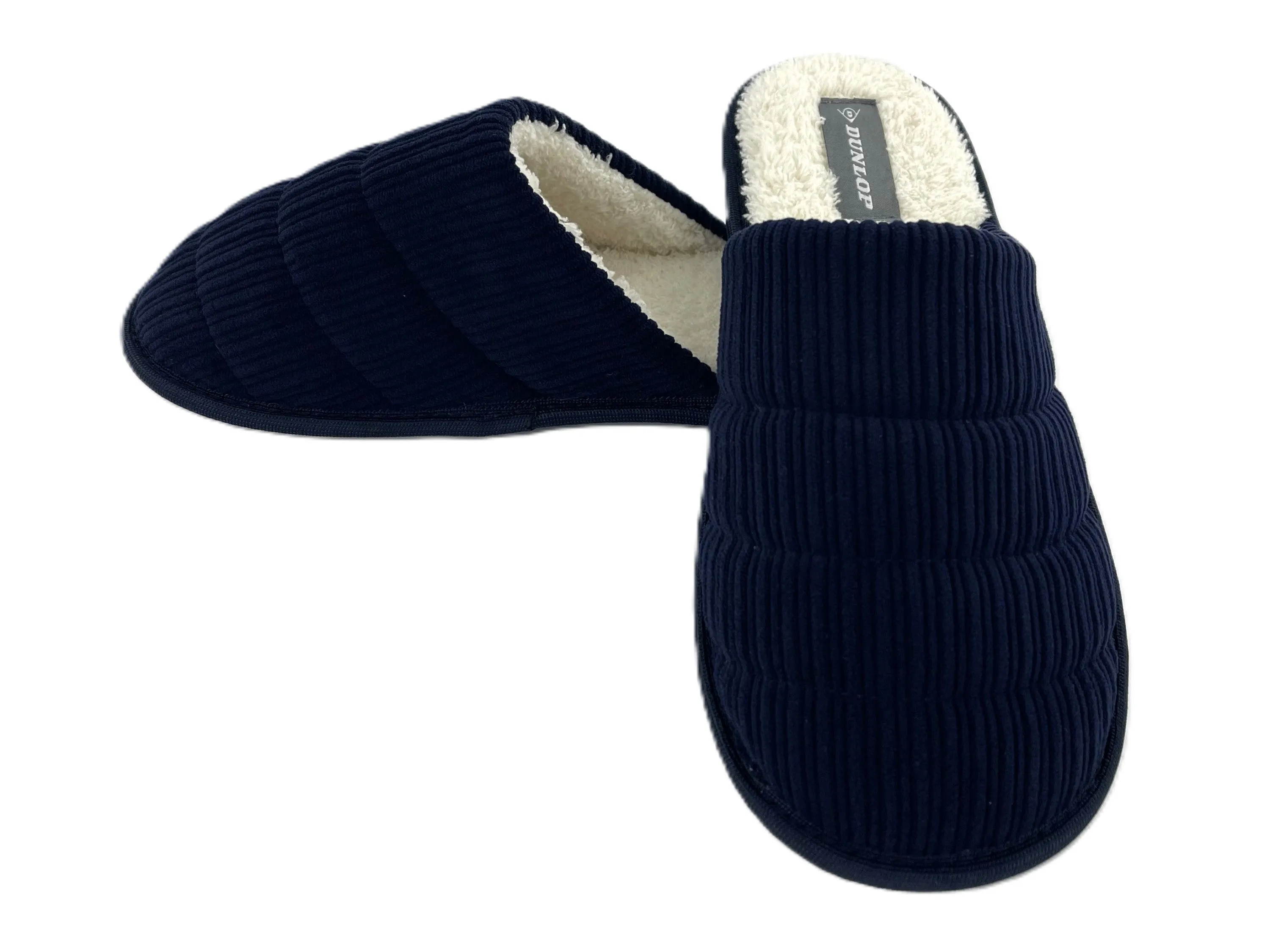 Dunlop Men's Mule Slippers Cord Uppers Memory Foam Machine Washable Non-Slip