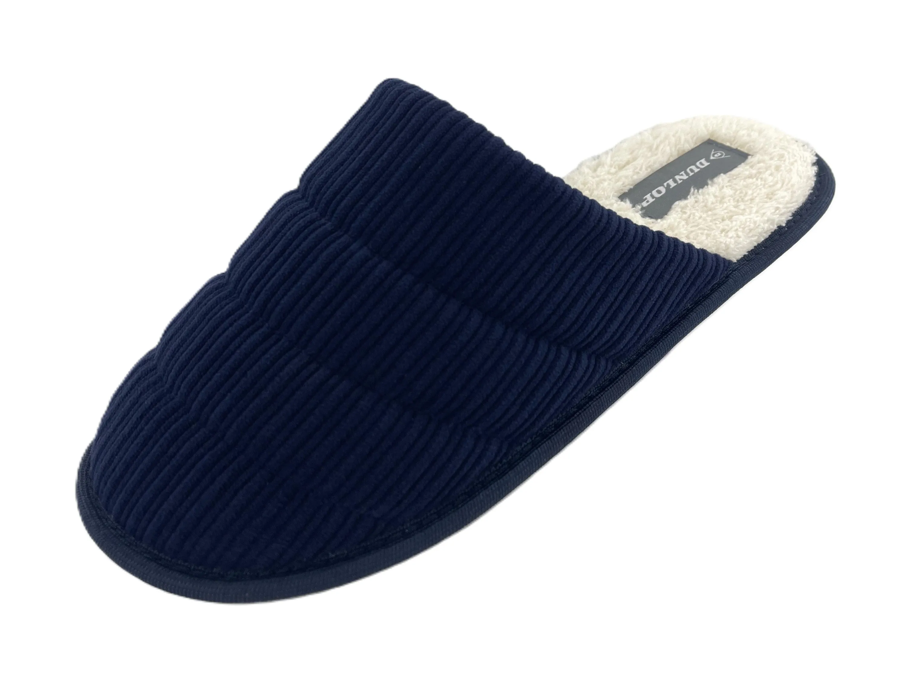 Dunlop Men's Mule Slippers Cord Uppers Memory Foam Machine Washable Non-Slip