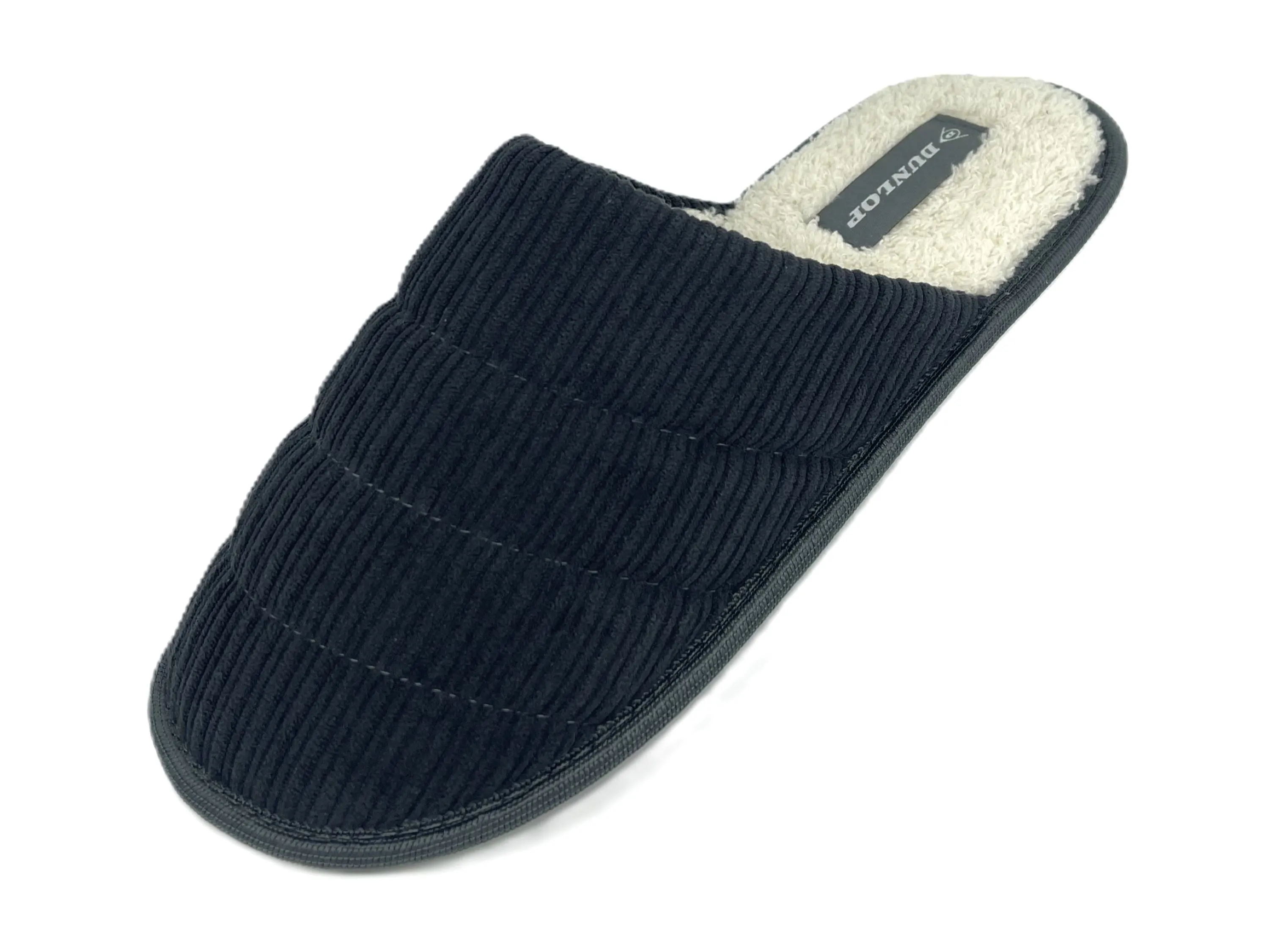 Dunlop Men's Mule Slippers Cord Uppers Memory Foam Machine Washable Non-Slip