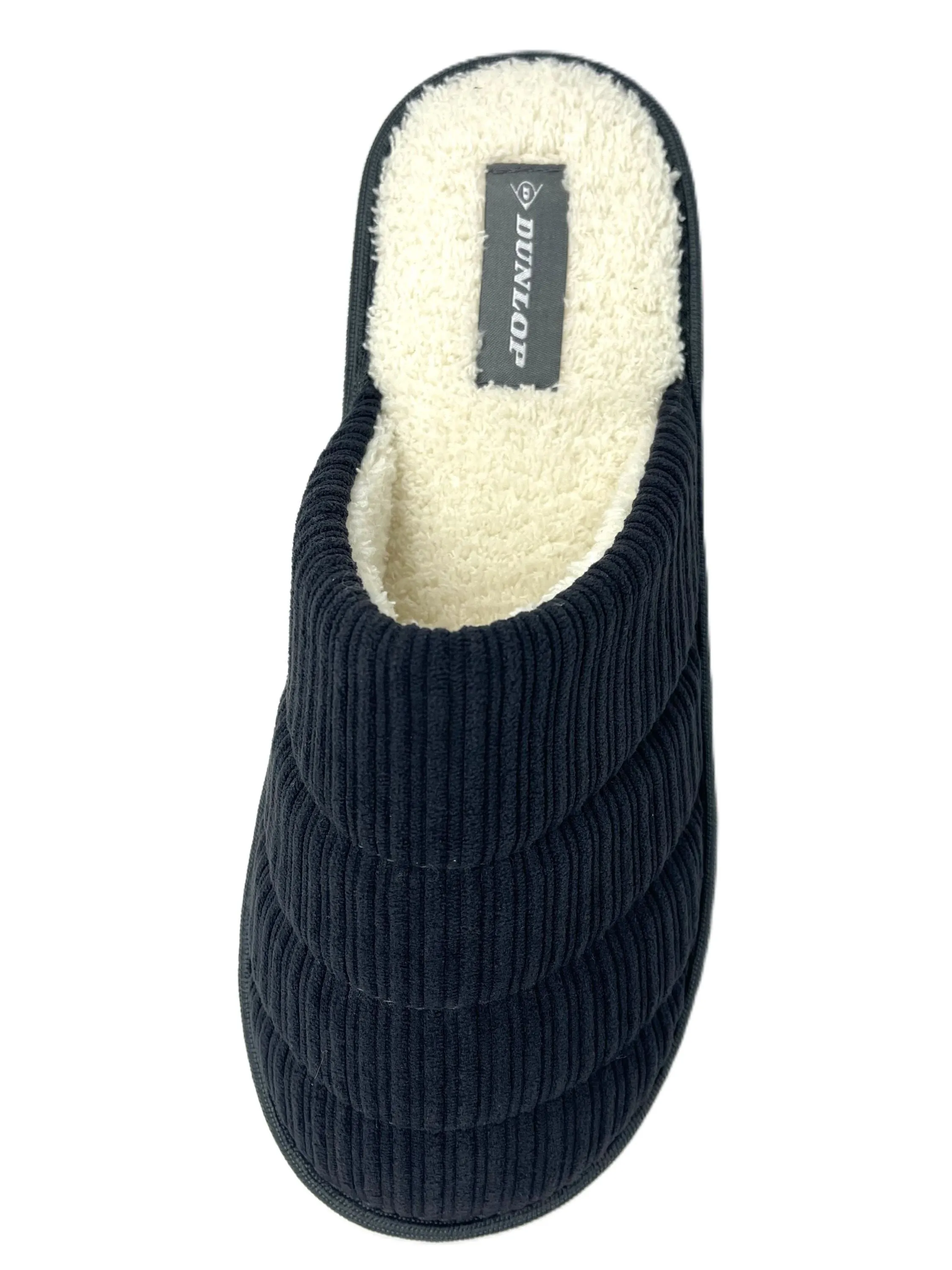 Dunlop Men's Mule Slippers Cord Uppers Memory Foam Machine Washable Non-Slip