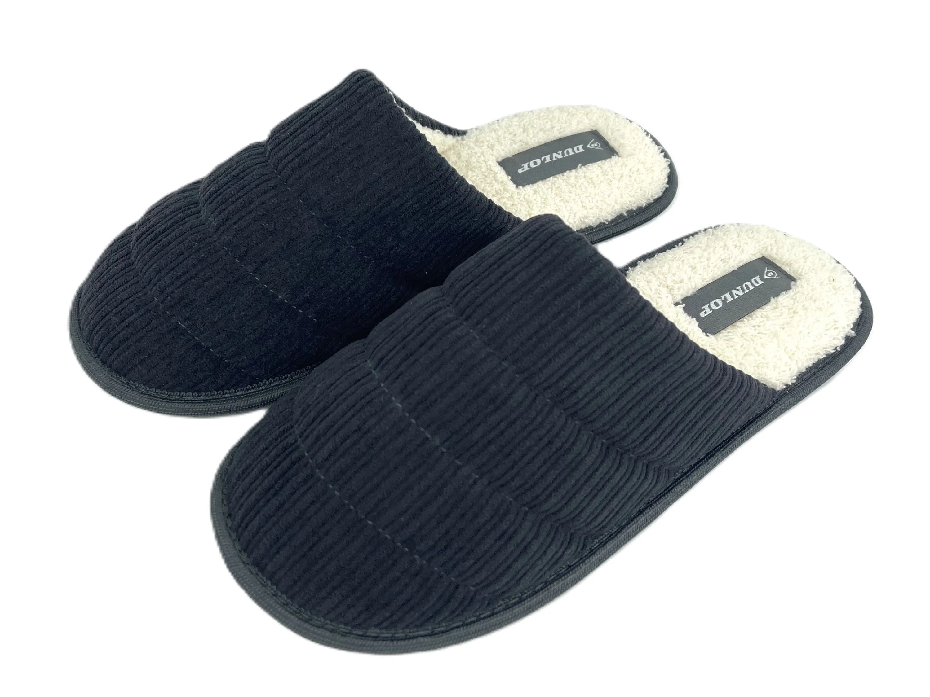 Dunlop Men's Mule Slippers Cord Uppers Memory Foam Machine Washable Non-Slip