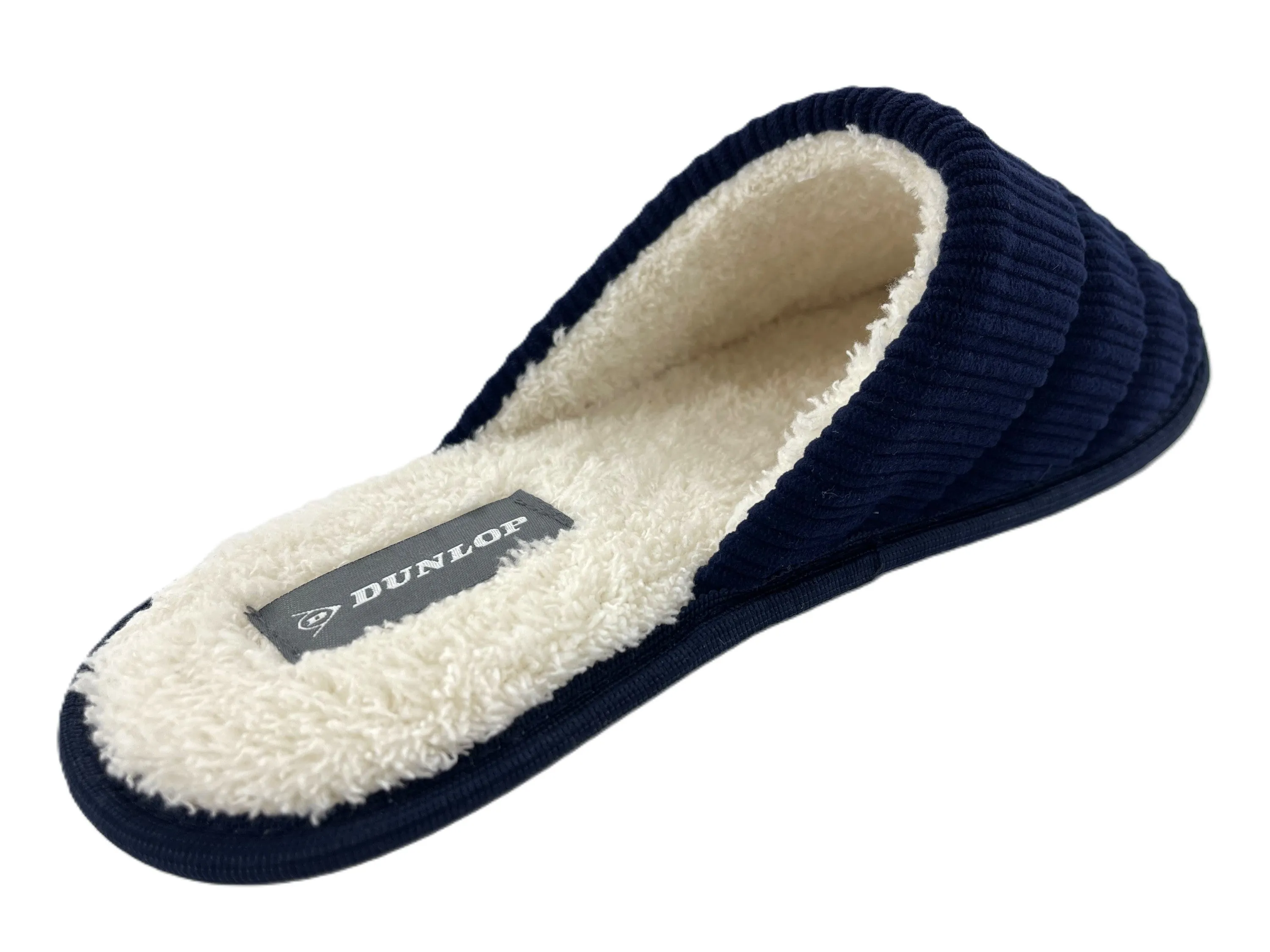 Dunlop Men's Mule Slippers Cord Uppers Memory Foam Machine Washable Non-Slip
